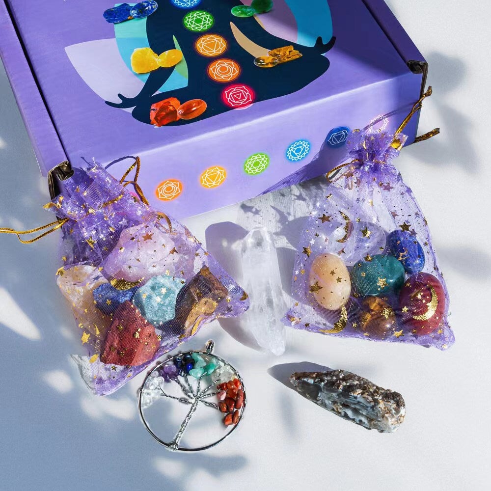 Healing Crystals Raw/Tumbled Stone Gift Box