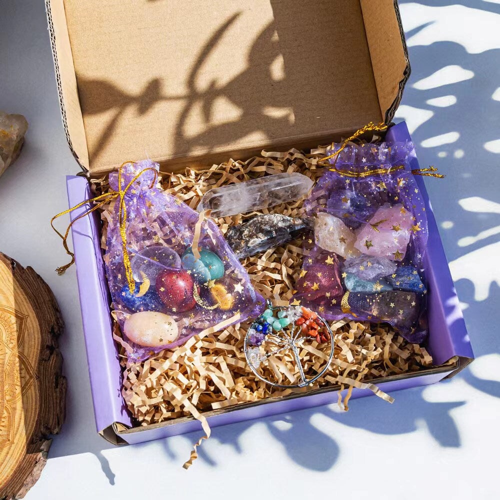 Healing Crystals Raw/Tumbled Stone Gift Box